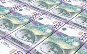 SerbianDinarBillsStacksBackground.3dIllustration