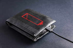 Concept.WalletWithADeadBatteryIconIsConnectedTo