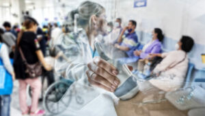 BlurImageOfPatientsInTheHospitalWaitingToSee