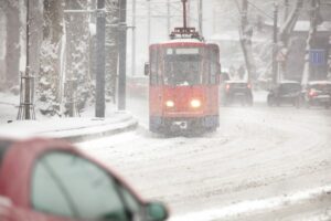 TramPublicTransportationInWinterConditions