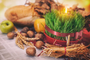 TraditionalChristmasWheatWithFlameOnTheTable