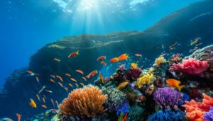 SeascapeViewOfColorfulFishesInTheBlueOcean