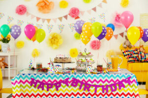 ColorfulDessertTableWithDecorationForChildBirthday