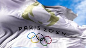 TokyoJapanJuly2021Paris2024OlympicFlagWavingIn