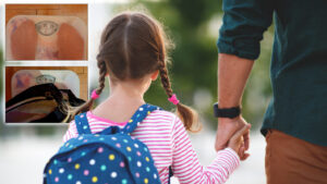 First,Day,At,School.,Father,Leads,A,Little,Child,School