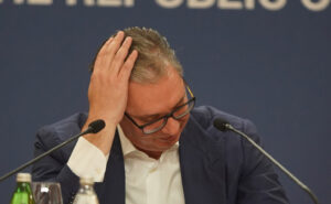 President of the Republic of Serbia Aleksandar Vucic addresses the nation at the Palace of Serbia.Predsednik Republike Srbije Aleksandar Vucic obratis se naciji u Palati Srbija.