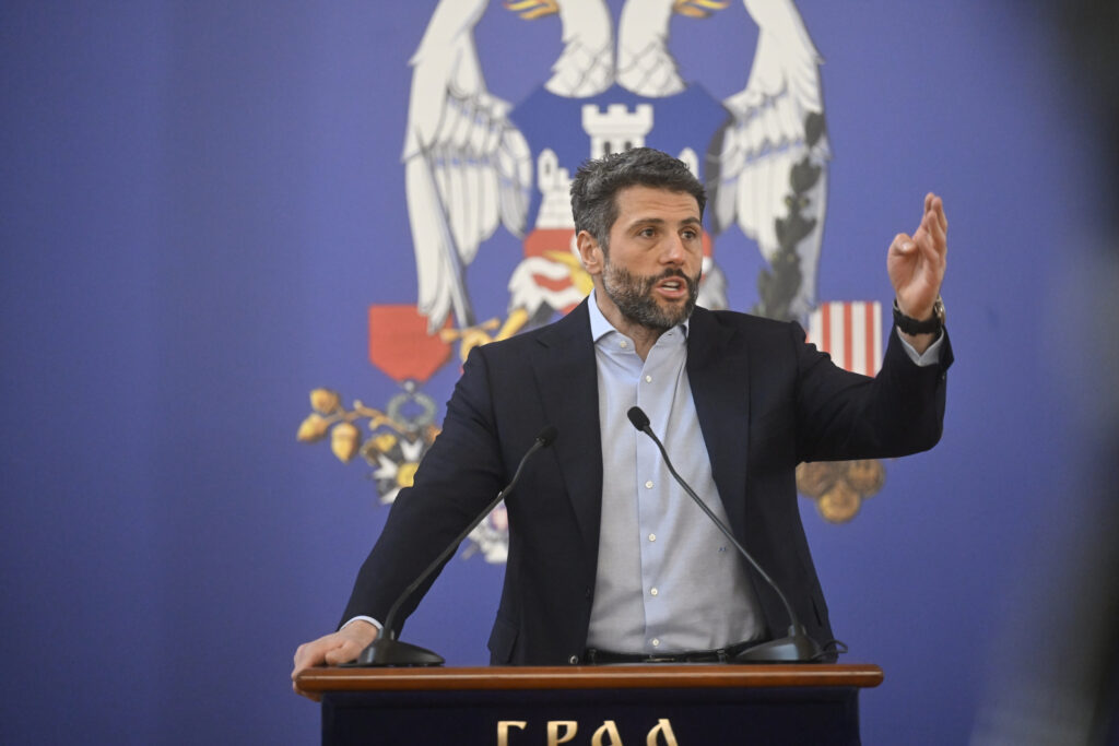 The mayor of Belgrade Aleksandar Sapic held a press conference in the Old Palace.Gradonacelnik Beograda Aleksandar Sapic odrzao je konferenciju za medije u Starom dvoru.