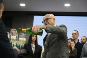 The President of the Serbian Progressive Party Milos Vucevic addressed the media at the party headquarters regarding the local elections in Negotin, Mionica and Secanj.Predsednik Srpske napredne stranke Milos Vucevic obratio se medijima u sedistu stranke povodom lokalnih izbora u Negotinu, Mionici i Secnju.